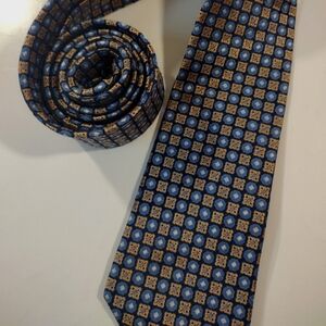 Egara 100% silk blue and gold necktie